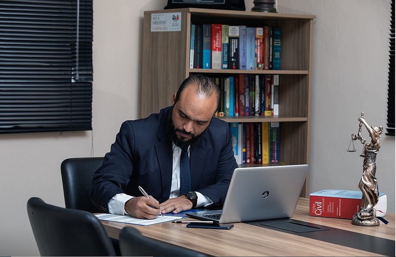 a business lawyer at work