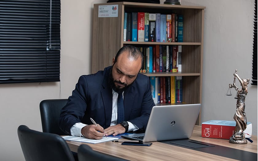 a business lawyer at work